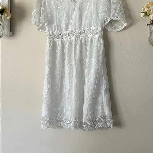 Source Unknown White Flutter Sleeve Midi Sundress - Picture 4 of 5